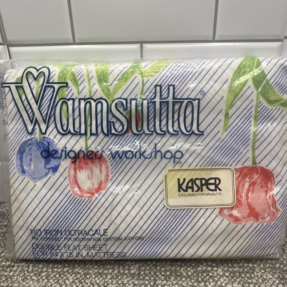 Wamsutta Flat Sheet Double 54 X 75 In VTG Tulip‎ Pattern New Sealed Package